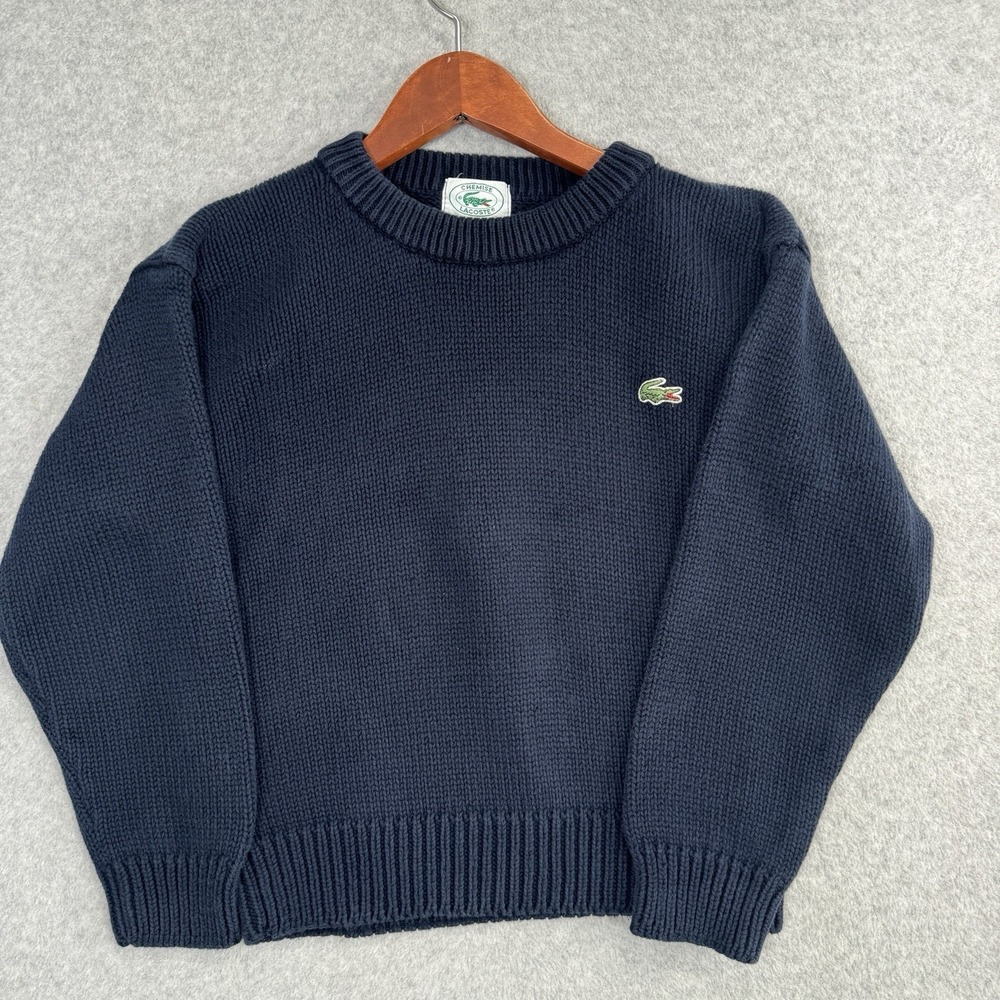 Lacoste Chemise Vintage Kids Sweater Navy 100% Cotton Knit‎ Size S 8/10 Crewneck